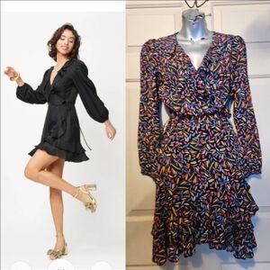 Fresha London multicolor wrap ruffle dress